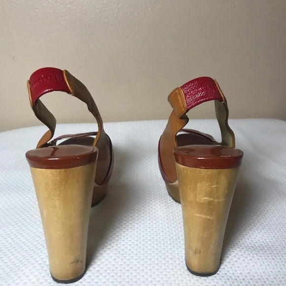 MICHAEL KORS women's platform sandals red/tan Open toe chunky size 6 M - Picture 9 of 14